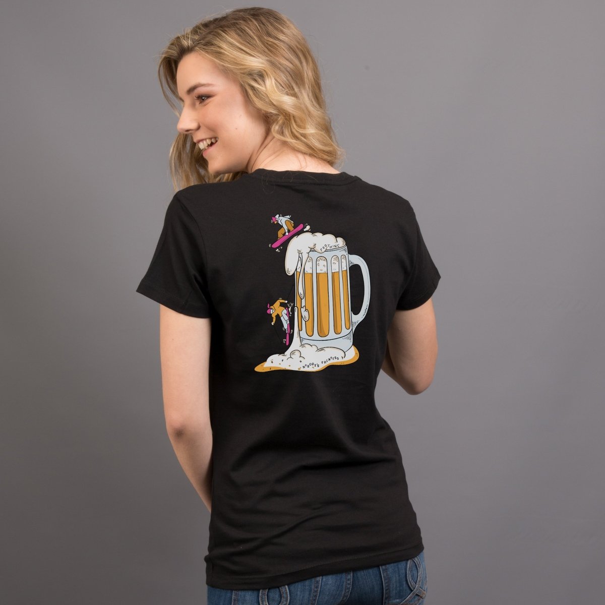 Hold My Beer Skier Tee - Black - Nobody's Princess