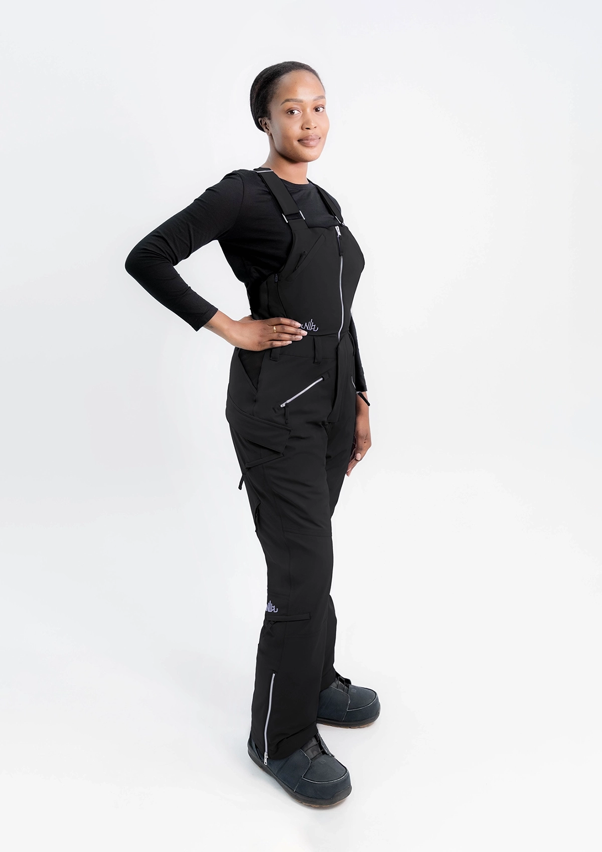 Black - Zali Snow Bib REGULAR - Nobody's Princess $Ajur is wearing size AU10/US6 #colour_black