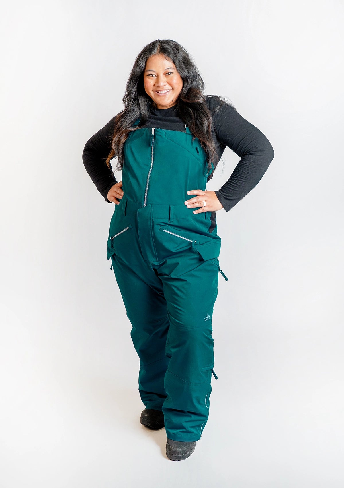 Moss - Zali Snow Bib SHORT - Nobody's Princess $Brigetta is wearing size AU16/US12 #colour_moss