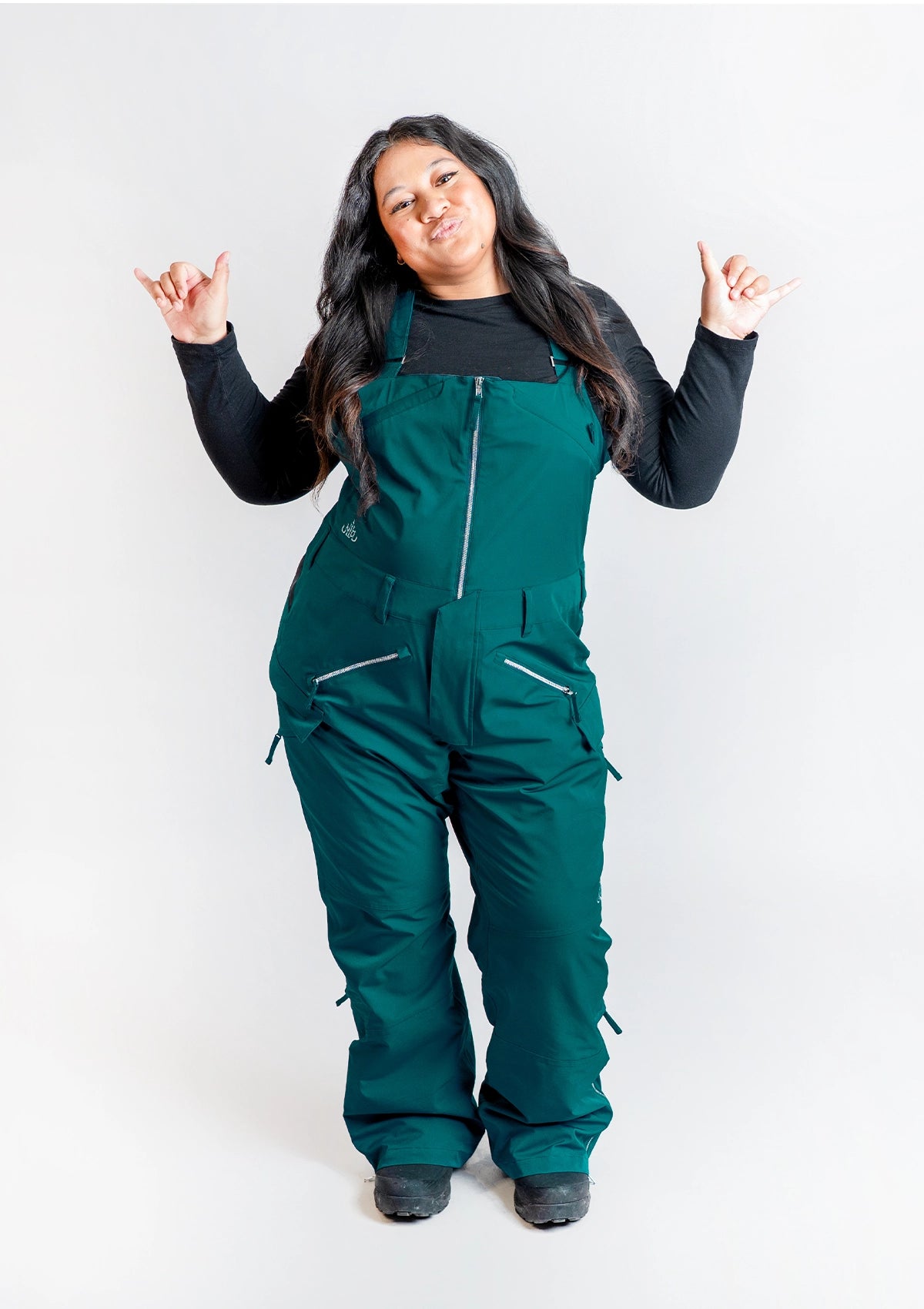 Moss - Zali Snow Bib SHORT - Nobody's Princess $Brigetta is wearing size AU16/US12 #colour_moss