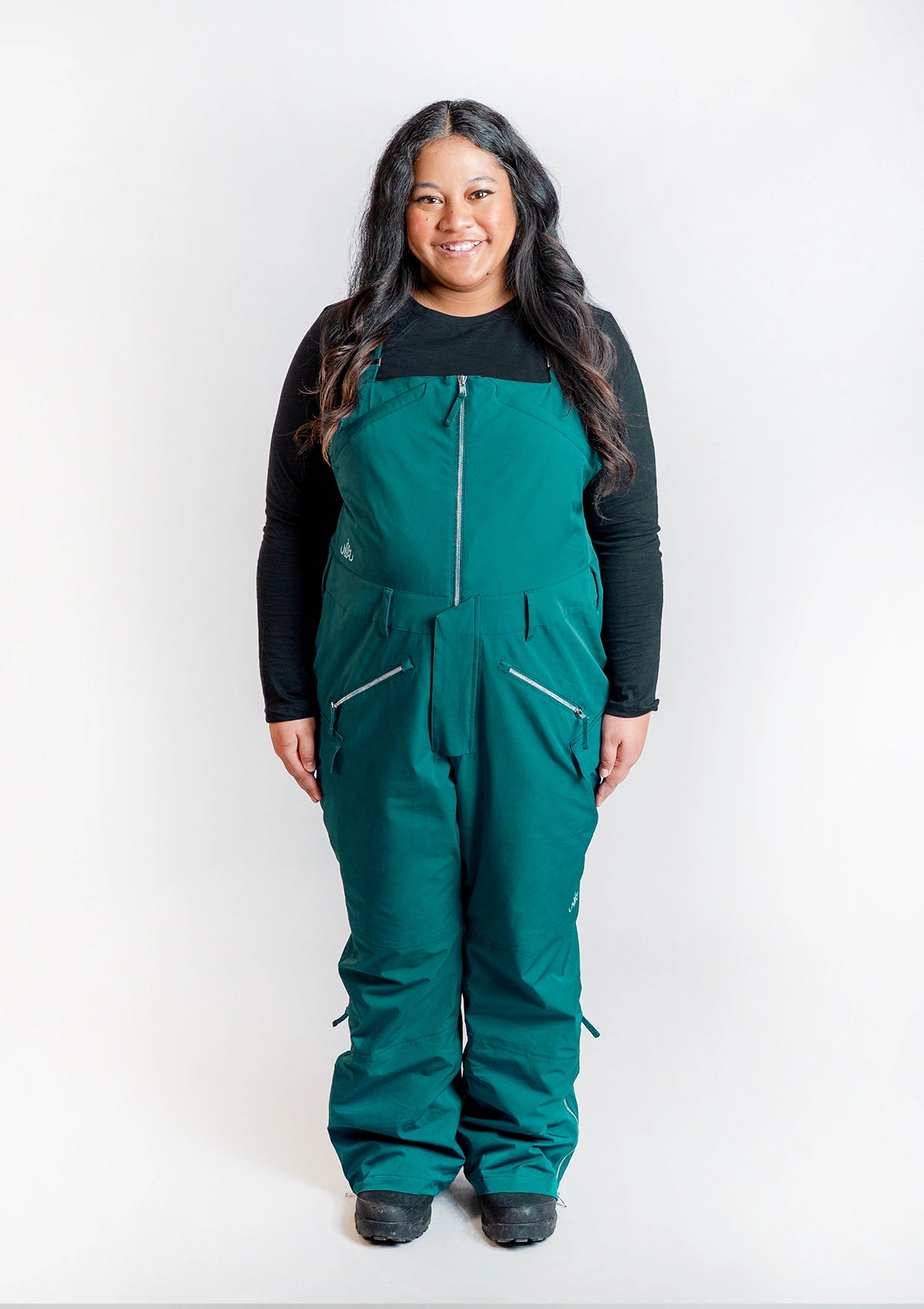 Moss - Zali Snow Bib SHORT - Nobody's Princess  $Brigetta is wearing size AU16/US12 #colour_moss