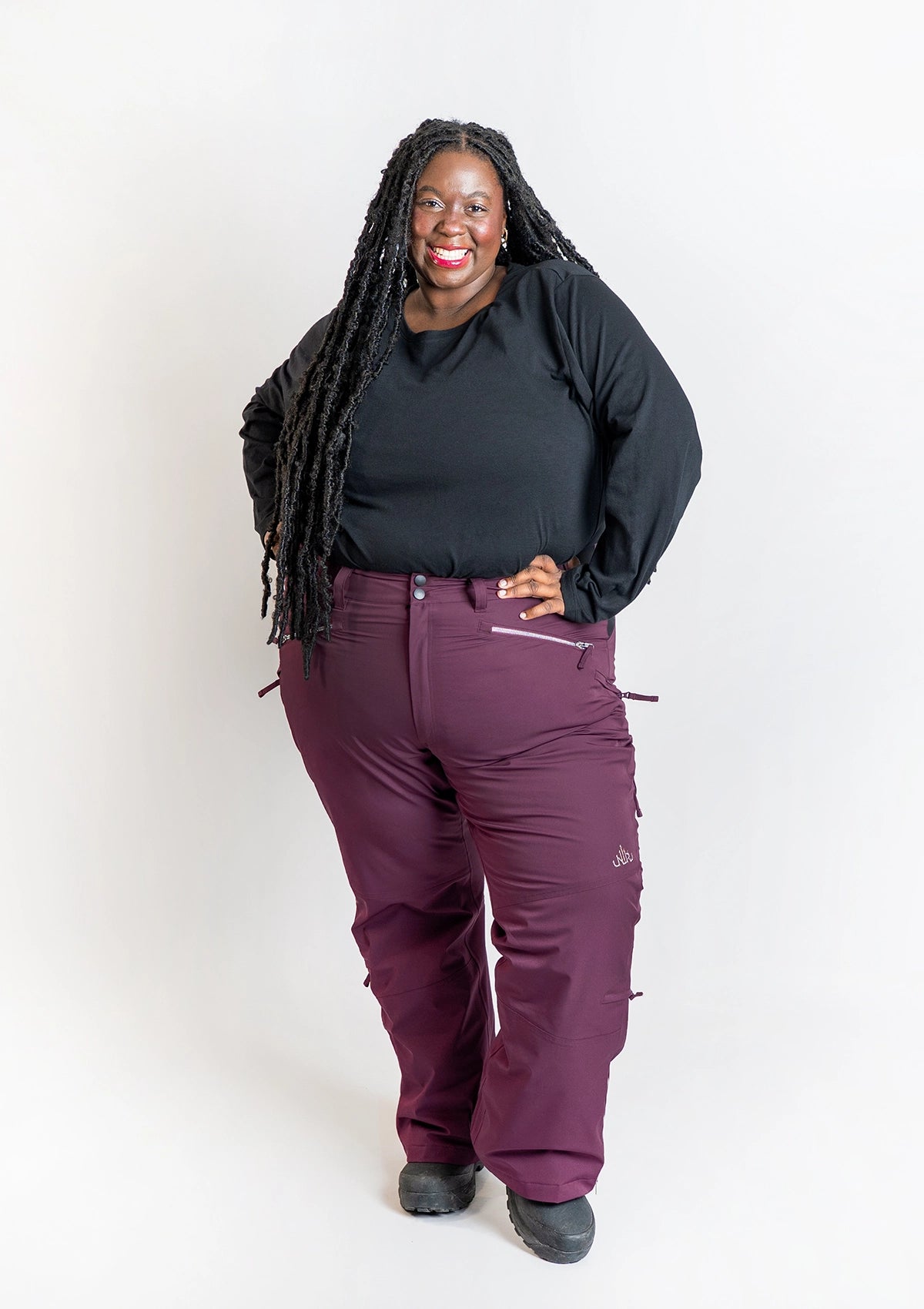 Plum - Mila Snow Pant REGULAR - Nobody's Princess $Anna is wearing size AU24/US20 #colour_plum