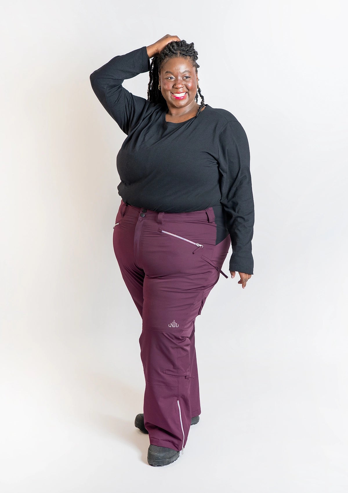 Plum - Mila Snow Pant REGULAR - Nobody's Princess $Anna is wearing size AU24/US20 #colour_plum