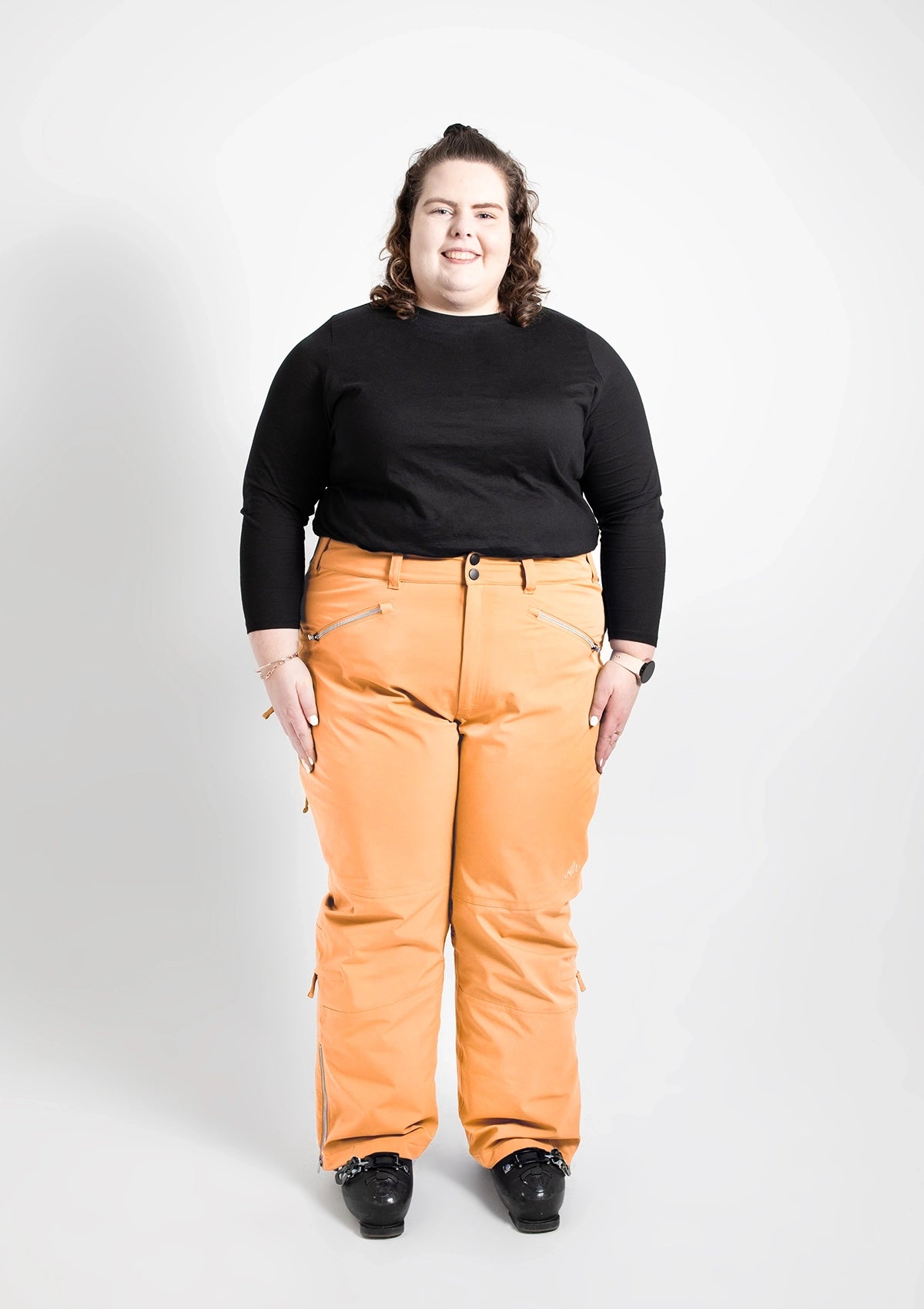 Apricot - Mila Snow Pant REGULAR - Nobody's Princess $Jess is wearing size AU24/US20 #colour_apricot