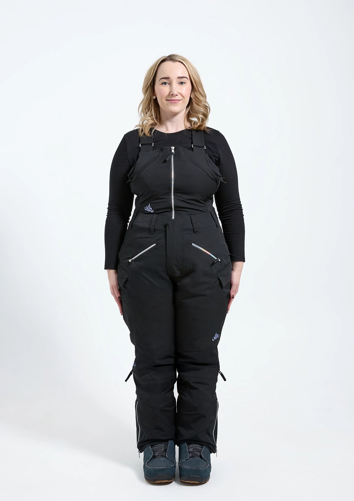 Black - Zali Snow Bib SHORT - Nobody's Princess  $Joanna is wearing size AU12/US8 #colour_black