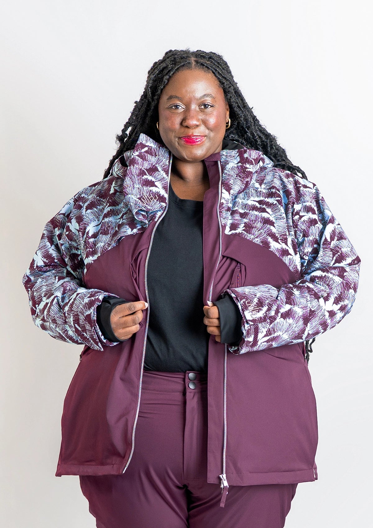 Sliva/Plum - Anna Snow Jacket - Nobody's Princess $Anna is wearing size AU24/US20 #colour_sliva/plum