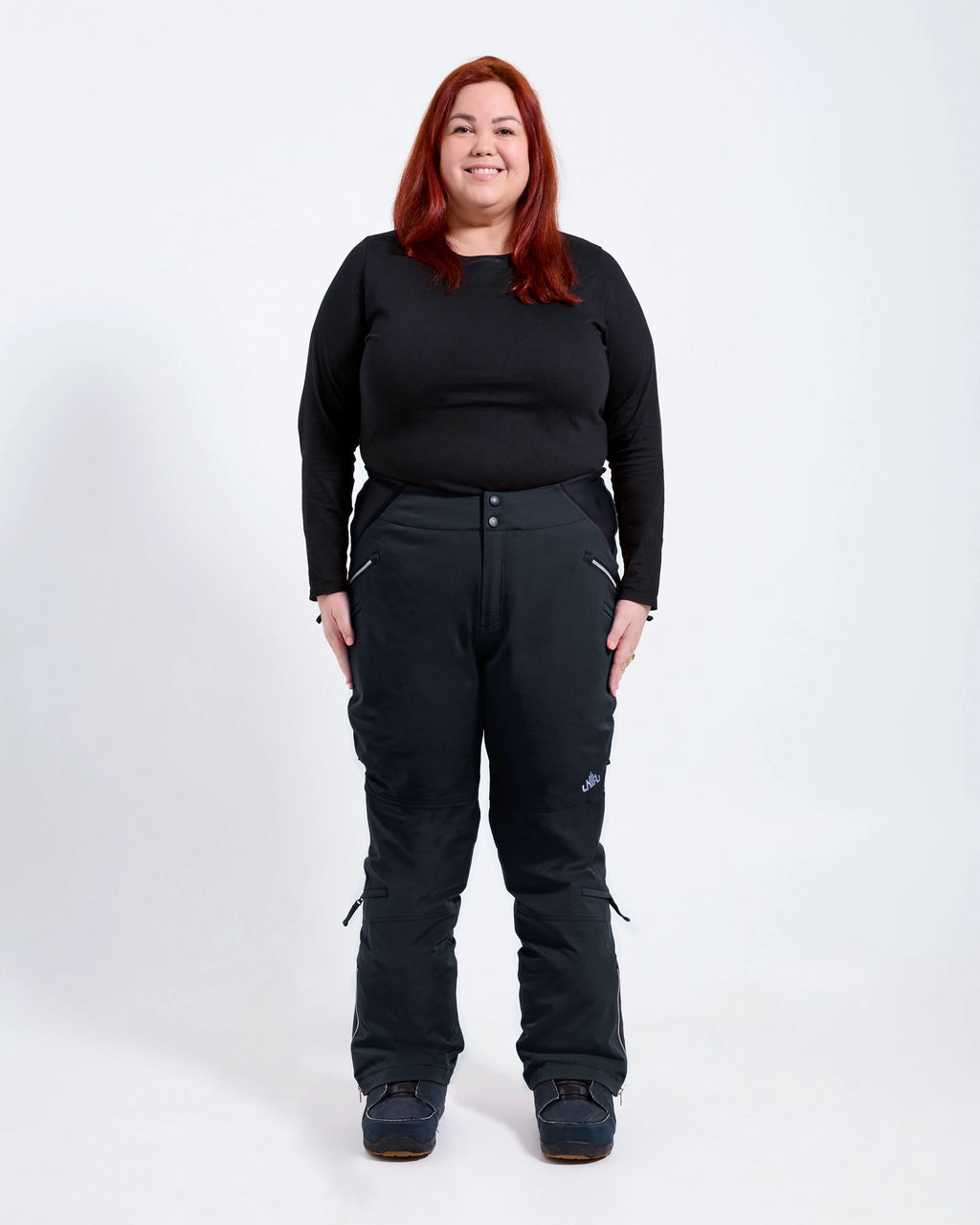 Black - Beatrice Snow Pant REGULAR - Nobody's Princess $Sam is wearing size AU20/US2X #colour_black