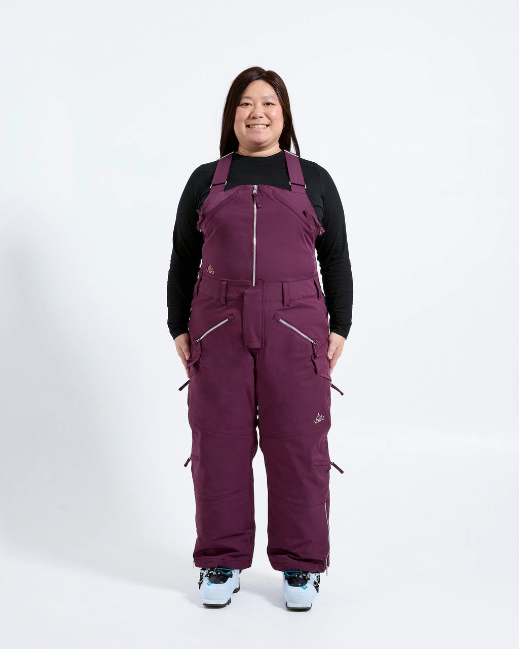 Plum - Mila Snow Bib SHORT - Nobody's Princess $Beatrice is wearing size AU16/US12 #colour_plum