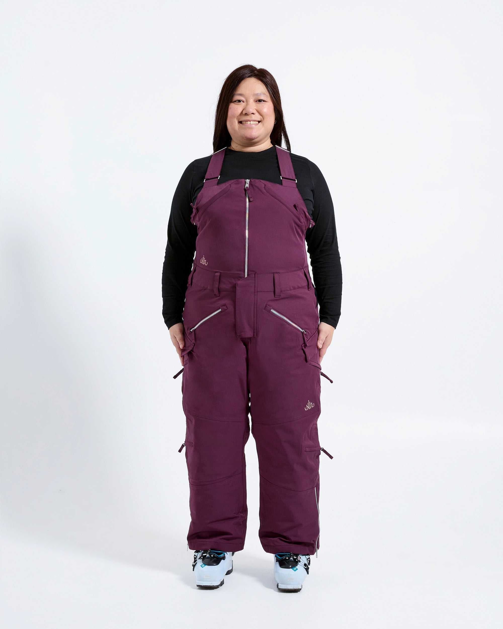 Plum - Mila Snow Bib SHORT - Nobody's Princess $Beatrice is wearing size AU16/US12 #colour_plum