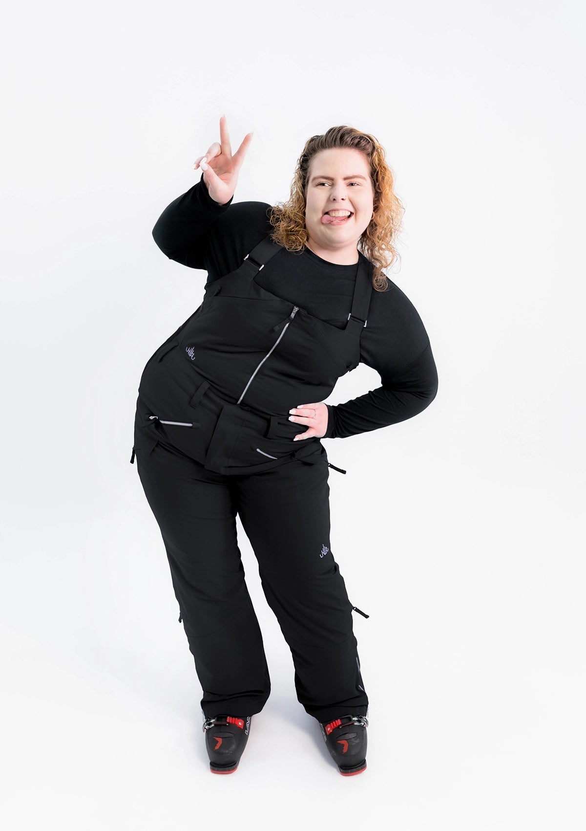 Black - Mila Snow Bib SHORT - Nobody's Princess $Jess is wearing size AU20/US16 #colour_black