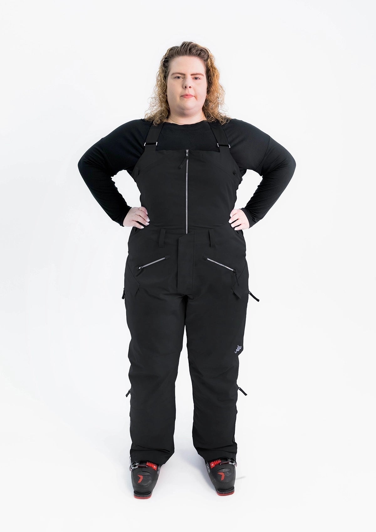 Black - Mila Snow Bib TALL - Nobody's Princess $Jess is wearing size AU20/US16 #colour_black