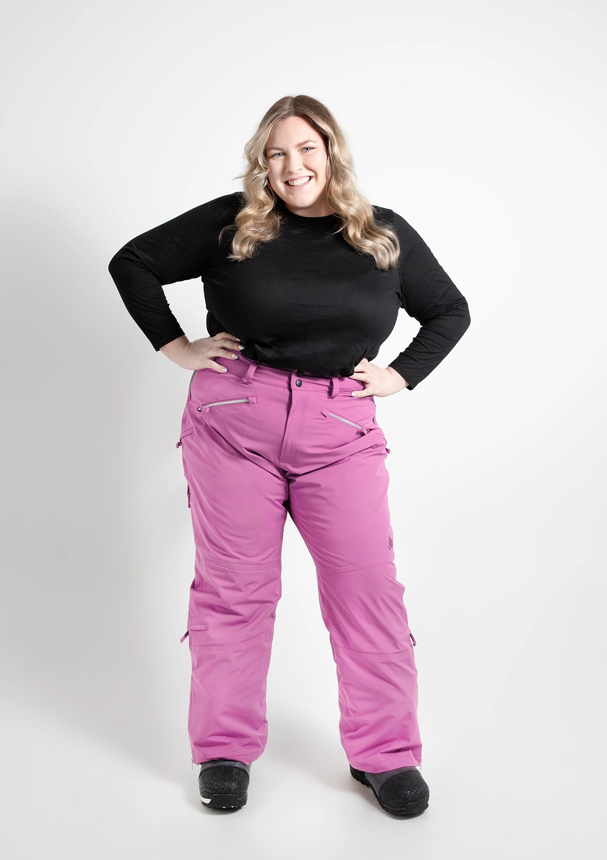 Orchid - Mila Snow Pant REGULAR - Nobody's Princess $Alana is wearing size AU22/US18 #colour_orchid