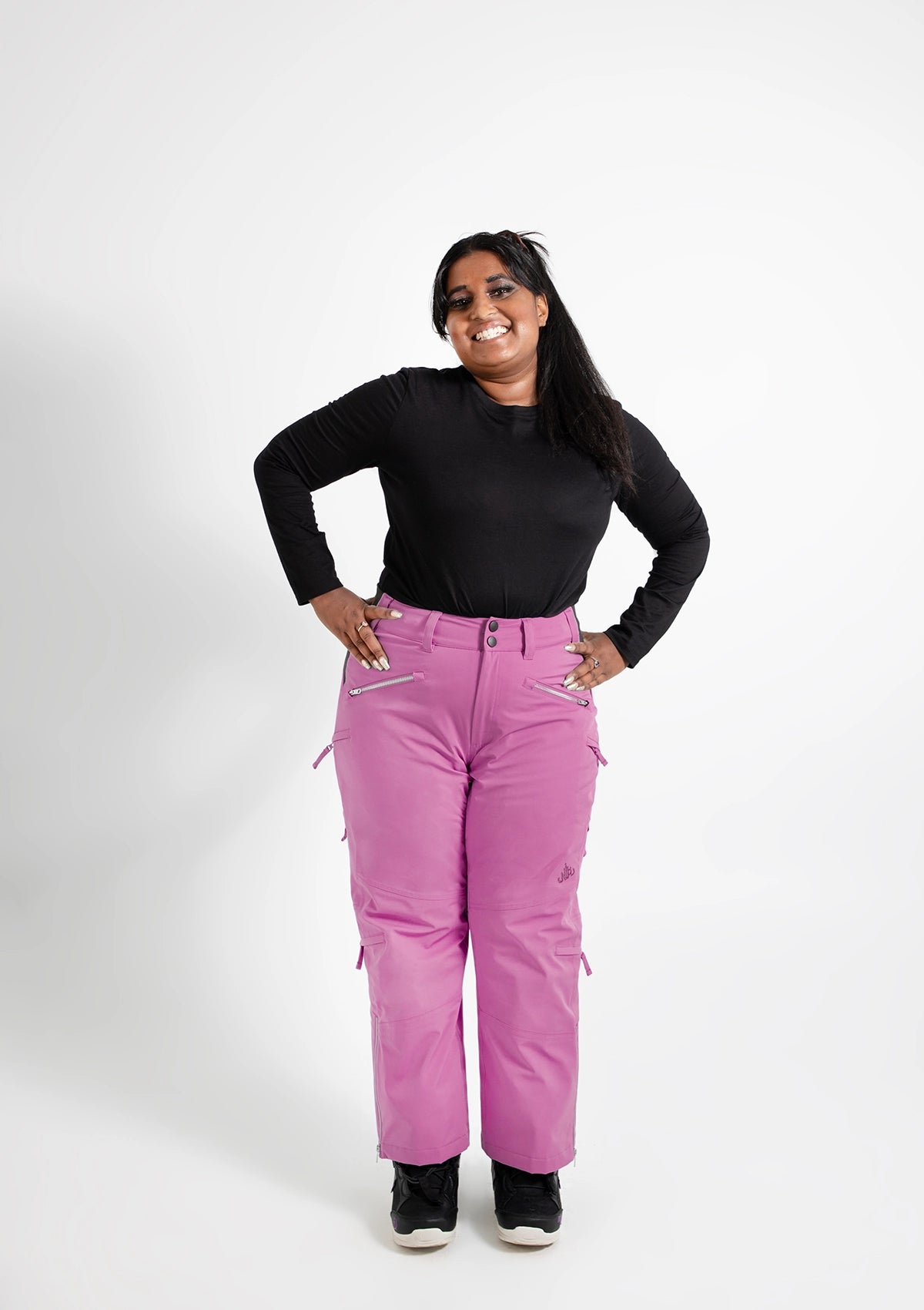 Orchid - Mila Snow Pant SHORT - Nobody's Princess $Shirani is wearing size AU12/US8 #colour_orchid