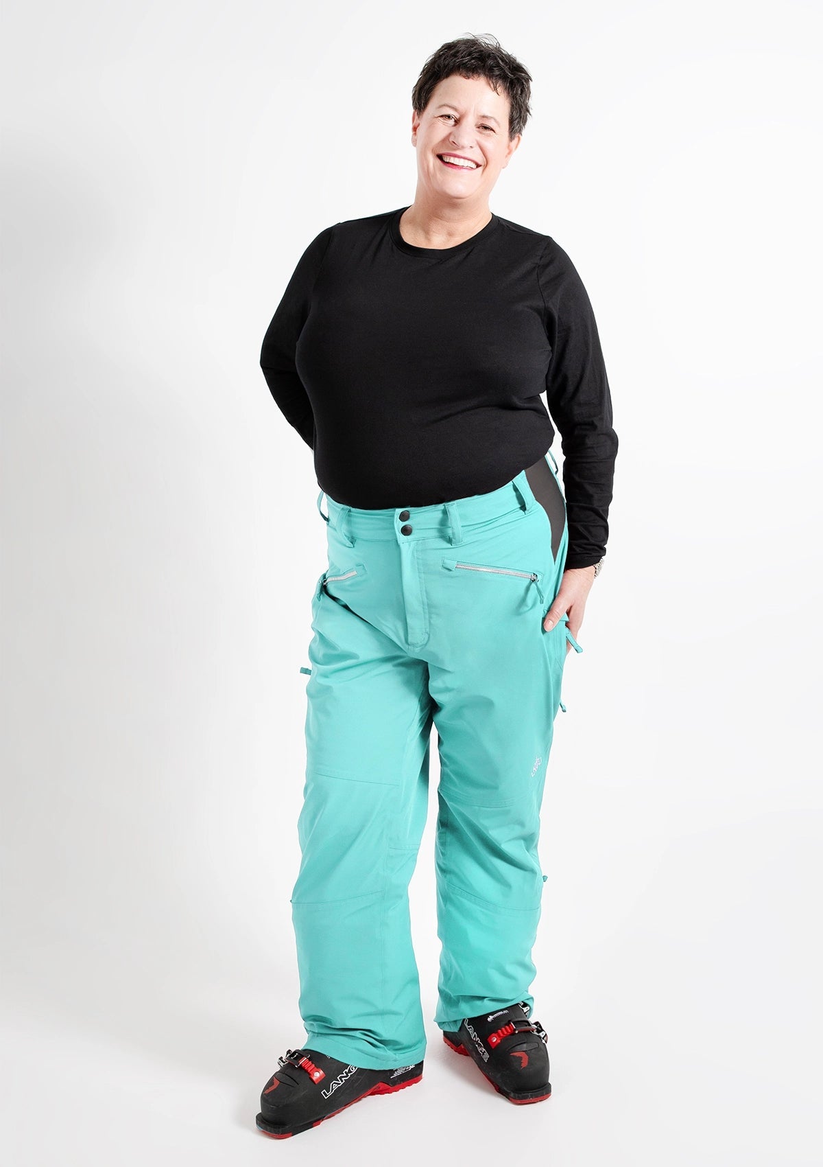 Aqua - Mila Snow Pant TALL - Nobody's Princess  $Bev is wearing size AU20/US16 #colour_aqua