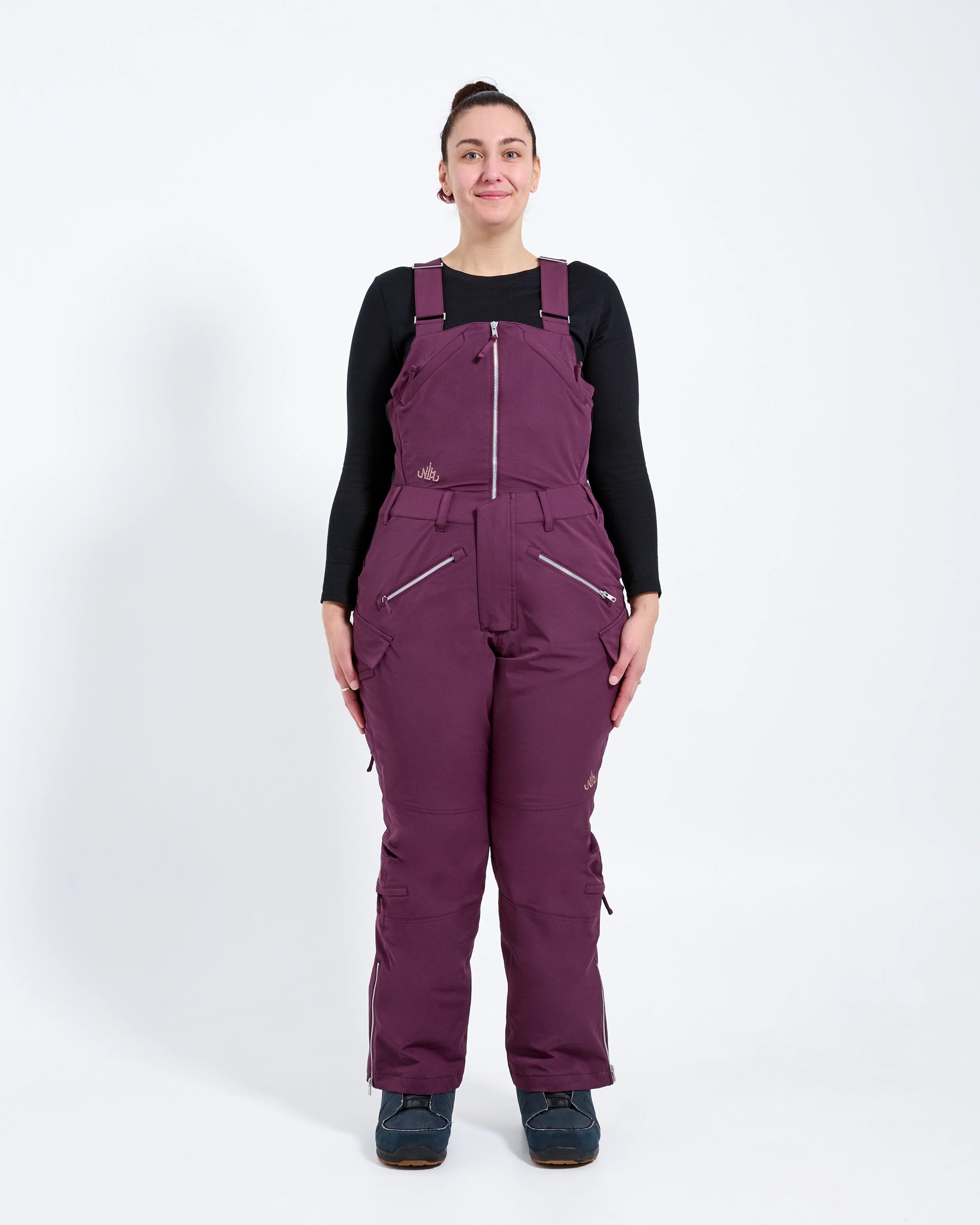Plum - Zali Snow Bib REGULAR - Nobody's Princess $Maria is wearing size AU14/US10 #colour_plum