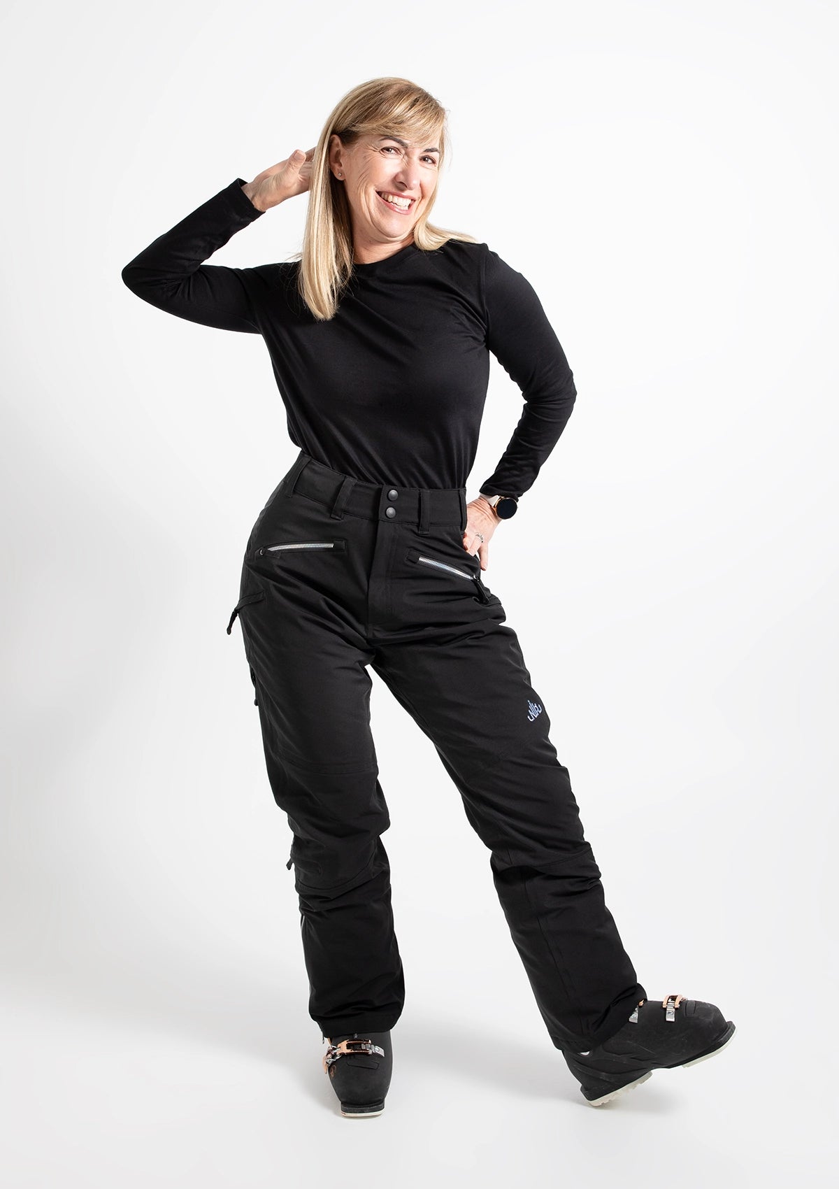 Black - Zali Snow Pant REGULAR - Nobody's Princess $Sally is wearing size AU8/US4 #colour_black